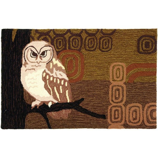 H2H 22 in. x 34 in. Accents Retro Owls Indoor Rugg - Brown H22586407